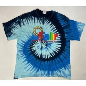 VINTAGE Miami Dade County Fair & Exposition Graphic T-shirt Men XL Blue Tie Dye